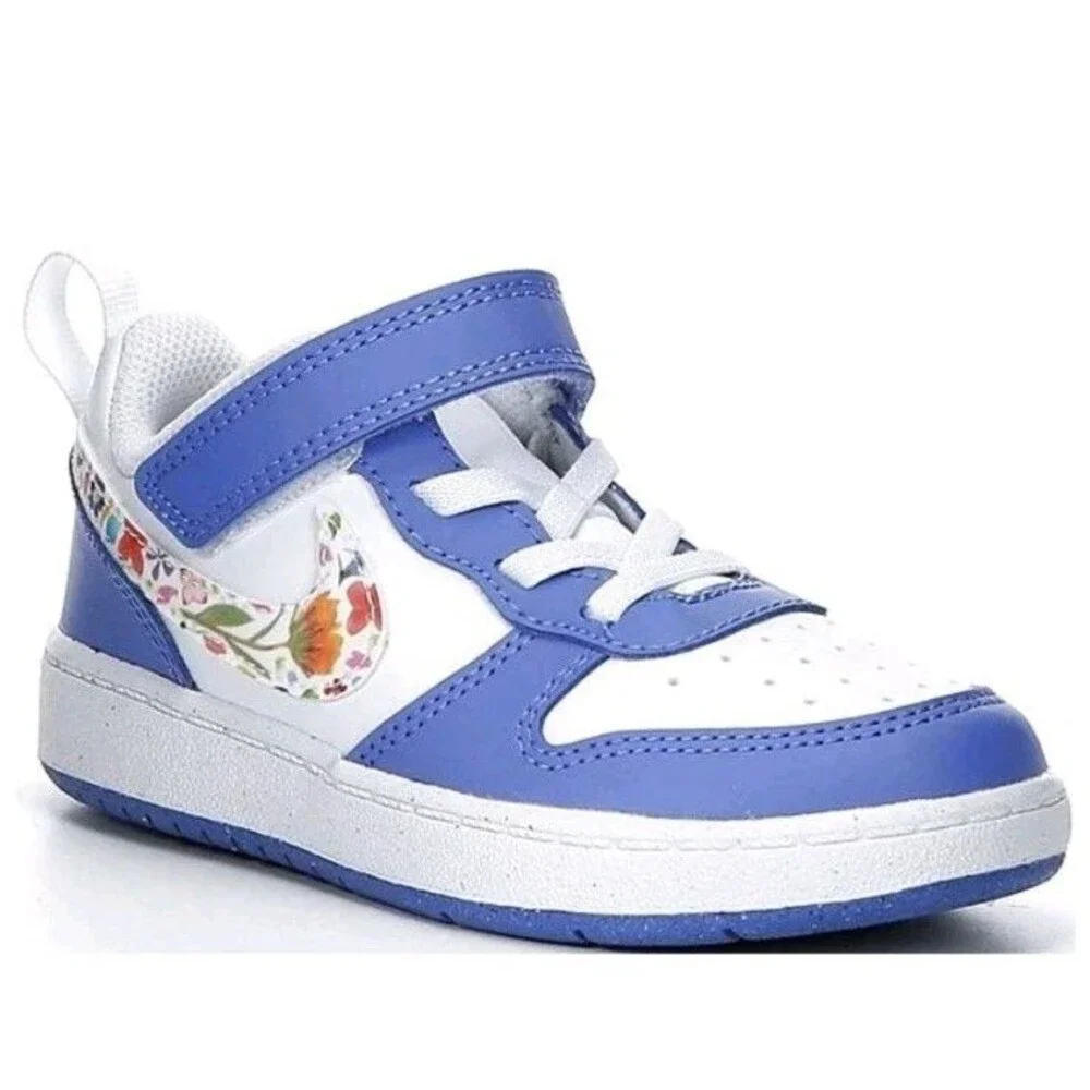 Nike Court Borough Low (PS) Kids Hook & Loop Low Top Floral 12C Blue